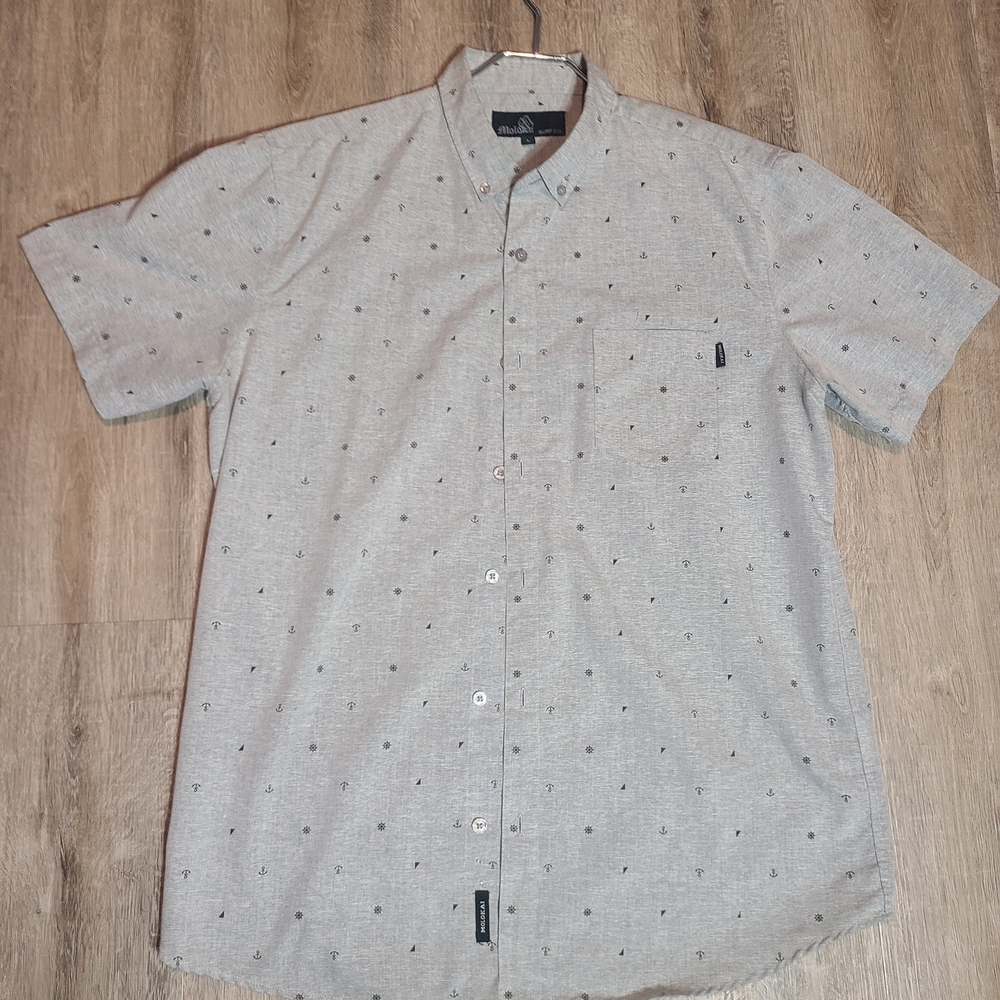 Men's Casual Gray Patterned Button Down Shirt